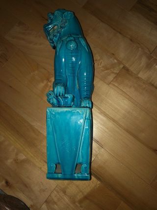 19th/20th C.  Peking Chinese Turquoise - glazed Model of Foo Dog Guardian Lion 4