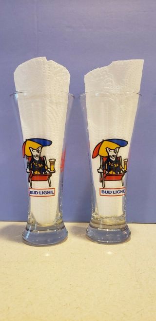 Two Spuds Mackenzie / Bud Light 7 " Pilsner Glasses (1987)