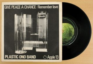 Rare Plastic Ono Band Give Peace A Chance 1969 7 " Picture Sleeve Vinyl Vg,