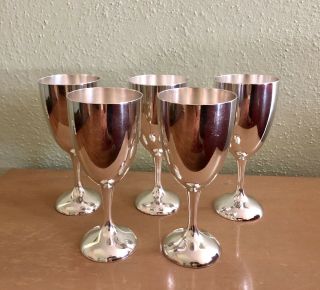 5 Vintage International Silver Co 7” Goblets Wine Glasses