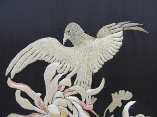 ANTIQUE CHINESE SILK EMBROIDERED PANELS WITH BIRD LARGE 40 