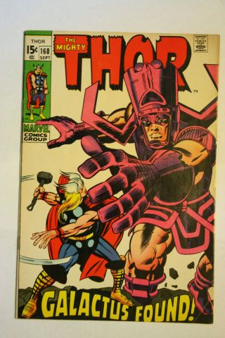 Thor 168 8.  0 Vf Or Better Origin Of Galactus Marvel 1969