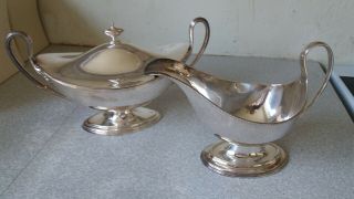 Lovely Vintage Silver Plated Lidded Sauce Boat And Gravy Boat
