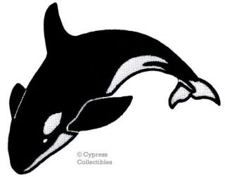 Killer Whale Embroidered Patch Iron - On Orcinus Orca Applique Blackfish Ocean