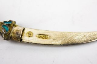 RARE ANTIQUE RUSSIAN IMPERIAL 84 SILVER GILT CHAMPLEVE DAGGER BROOCH 1890s 6