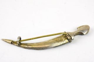 RARE ANTIQUE RUSSIAN IMPERIAL 84 SILVER GILT CHAMPLEVE DAGGER BROOCH 1890s 8