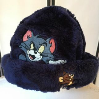 Rare Warner Bros.  1997 Vintage Furry Blue Winter Hat Tom And Jerry