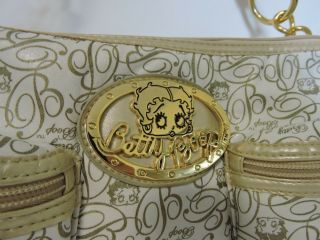 Gorgeous Betty Boop Purse White Gold Classy Glove Soft Vinyl Handbag