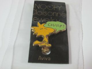 Snoopy Peanuts Charlie Brown Aviva Cloisonne Jewelry Vintage Pin Woodstock 1975