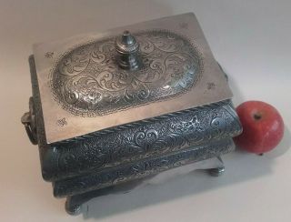 A Vintage Middle Eastern Islamic engraved silver Plated Box / Casket 2