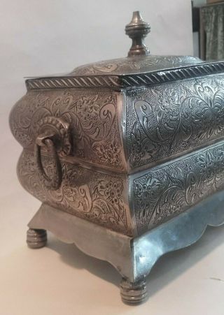 A Vintage Middle Eastern Islamic engraved silver Plated Box / Casket 3