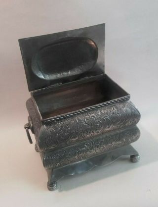 A Vintage Middle Eastern Islamic engraved silver Plated Box / Casket 4