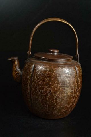 T9000: Japanese Copper Bottle Teapot Water Jug Suichu Finish Hammer Pattern
