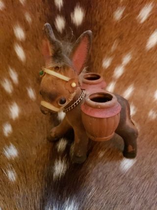 Vintage Mule Donkey Barrel Shaker Felt Southwest Toothpick Holder Gift Trinket