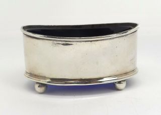 Art Deco Bowl Salt Solid Sterling Silver & Blue Glass Liner Adie Bros 1927