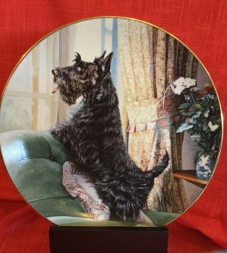 Danbury Scottie Plate " Waiting For You " Includes Display Stand