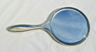Vintage Hallmarked Silver Backed Hand Mirror,  27 Cm X 14 Cm.