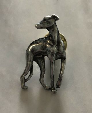 Rare Vintage English Whippet Snap Dog Greyhound Pin Lapel Brooch Italian Ring