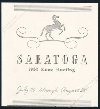 1937 Saratoga Racetrack Horse Race Track Illustrated Vintage Print Ad