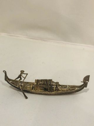 Antique Chinese Silver Filigree Miniature Gondola Boat 3.  5”