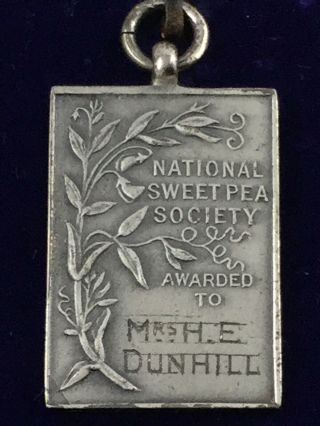 Hallmarked Silver National Sweet Pea Society Medal W Box Horticulture Award 1935 4