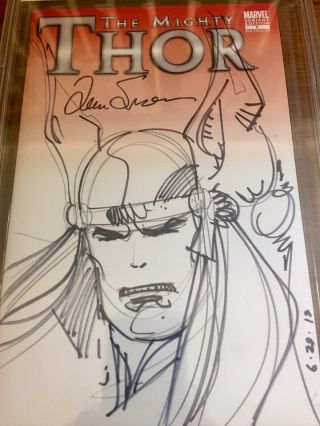 Mighty Thor Sketch Cover Art By Walt Simonson Signed Walt Louise Cbcs