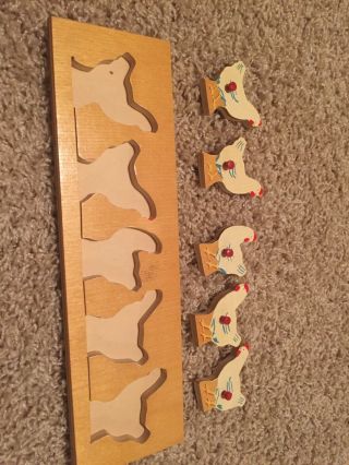 Vintage Simplex WOOD Frame Tray CHICKEN PUZZLE Childrens Jigsaw Made In HOLLAND 3