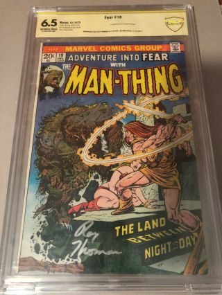 Adventure Into Fear 19 1st Howard The Duck Signed By Stan Lee & Thomas Cbcs 6.  5