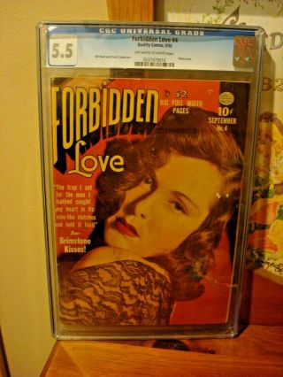 Forbidden Love Comic 4,  Sept 1950,  Cgc Graded 5.  5 Quality Comics