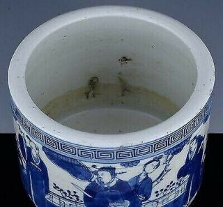 Large Chinese antique porcelain blue and white incense burner brush pot scholar 5