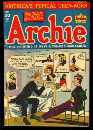 Archie Comics 20 Unrestored Golden Age Mlj Teen Comic 1946 Vg,