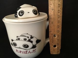 2000 San - X Tarepanda Tare Panda On Top Lidded Coffee Tea Ceramic Mug Hello Kitty 3