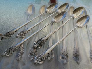 One Iced Tea Spoon Wallace Grand Baroque Sterling Silver 7 5/8 " Flatware Old
