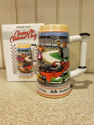 Budweiser Sports Series Stein " Chasing The Checkered Flag " Auto Racing 1991