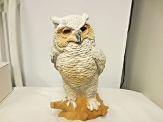 White Owl Figurine - Large Heavy 11 1/2 " Resin