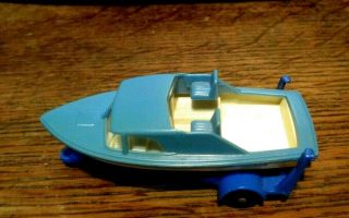 Vintage Lesney Matchbox Boat & Trailer No 9 Blue Made In England