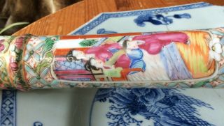 Chinese Antique Porcelain Candlestick 19th C Canton Famille Rose Figures 5