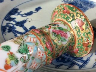 Chinese Antique Porcelain Candlestick 19th C Canton Famille Rose Figures 8