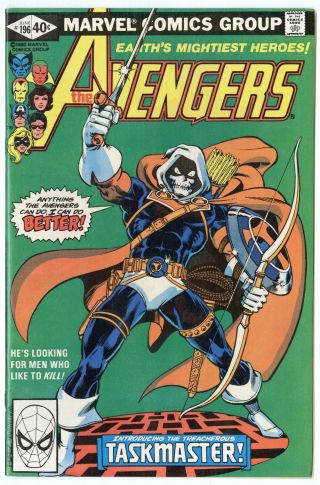 Avengers 196 Nm - 9.  2 White Pages 1st Full App.  Taskmaster Marvel 1980