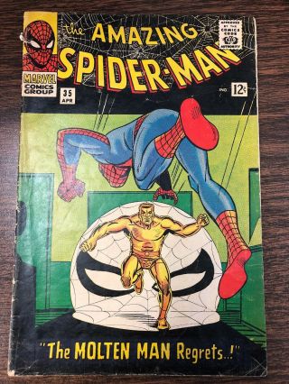 The Spider - Man 35 Marvel 1966 Silver Age 2nd Appearance Of Molten Man