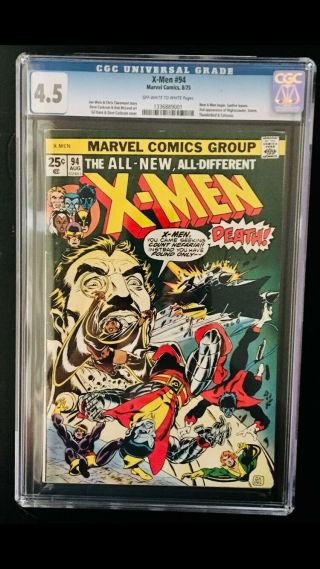 X - Men 94.  Cgc Vg,  Grade 4.  5.  Off White/white Pages (1975)