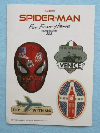 5 Collectible Stickers Spider - Man Far From Home 2019 Movie: Venice,  London,