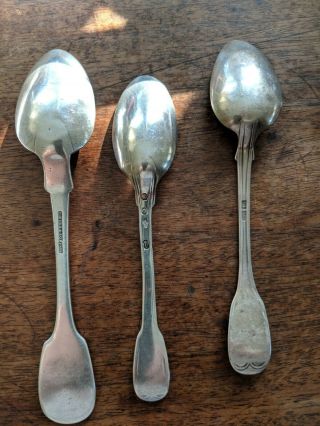 THREE COIN FIDDLE THREAD SPOONS; TWO KIRK,  ONE 18th CENTURY FRENCH 3