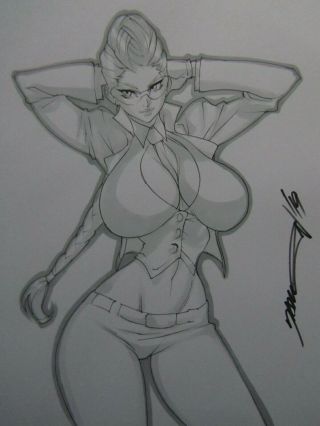 Crimson Viper Street Fighter Girl Sexy Busty Sketch Pinup - Daikon Art