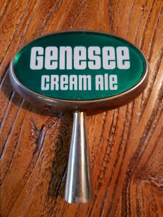 Vintage Genesee Cream Ale Beer Oval Double Sided Metal Tap Handle