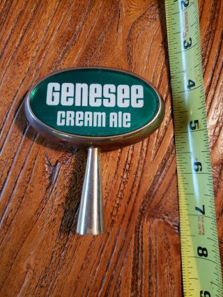 Vintage GENESEE CREAM ALE Beer Oval Double Sided Metal Tap Handle 3