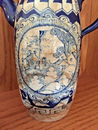 Rare Antique Signed Blue & White Chinese Japanese Asian Ceramic Teapot 8