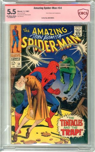 Spider - Man 54 Cbcs 5.  5 F - Off - Wht To Wht Pgs Signed By John Romit