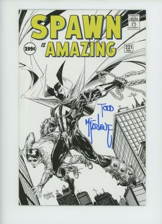 Spawn 221 Sketch B&w Image Comic Book Homage Cover Signed Todd Mcfarlane