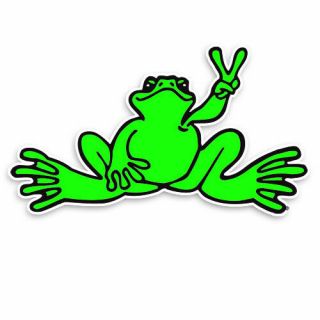Peace Frogs Neon Green Frog Sticker 6 " X 3 " Vinyl Ships